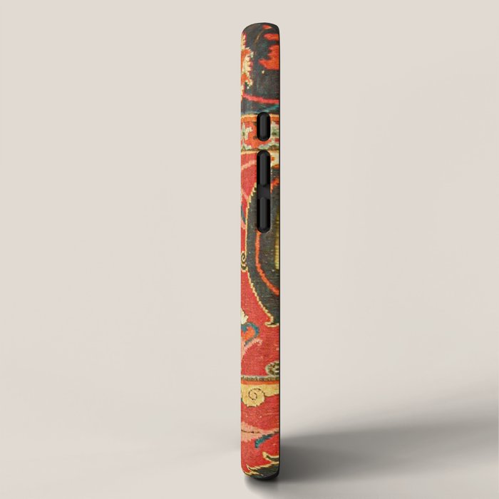 Red Arabic Rug I // 17th Century Colorful Firey Red Light Teal Sapphire Navy Blue Ornate Pattern iPhone Case Gallery Image 2