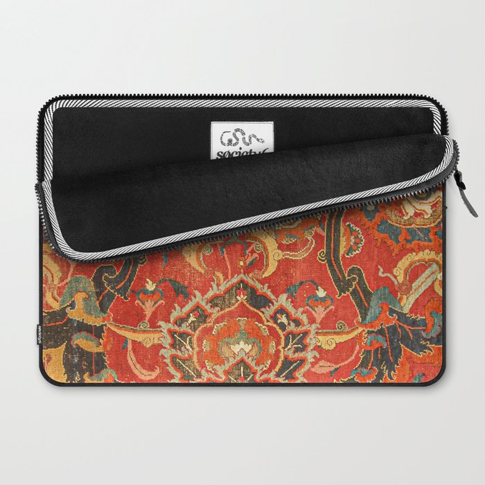 Red Arabic Rug I // 17th Century Colorful Firey Red Light Teal Sapphire Navy Blue Ornate Pattern Laptop Sleeve Gallery Image 2