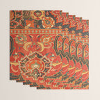 Red Arabic Rug I // 17th Century Colorful Firey Red Light Teal Sapphire Navy Blue Ornate Pattern Wrapping Paper Gallery Image 3