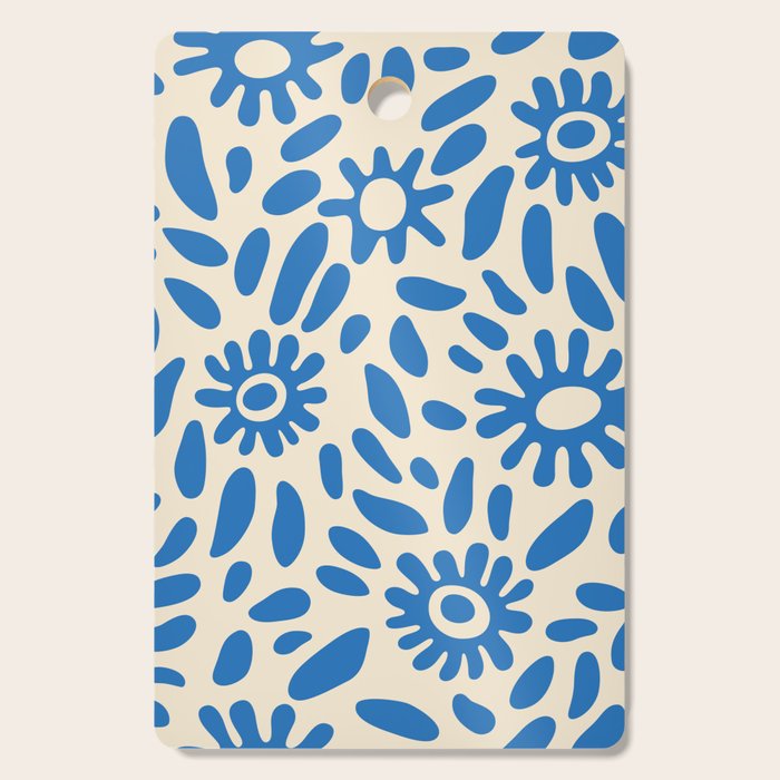 Abstract blue nature flower art pattern Cutting Board Gallery Image 1