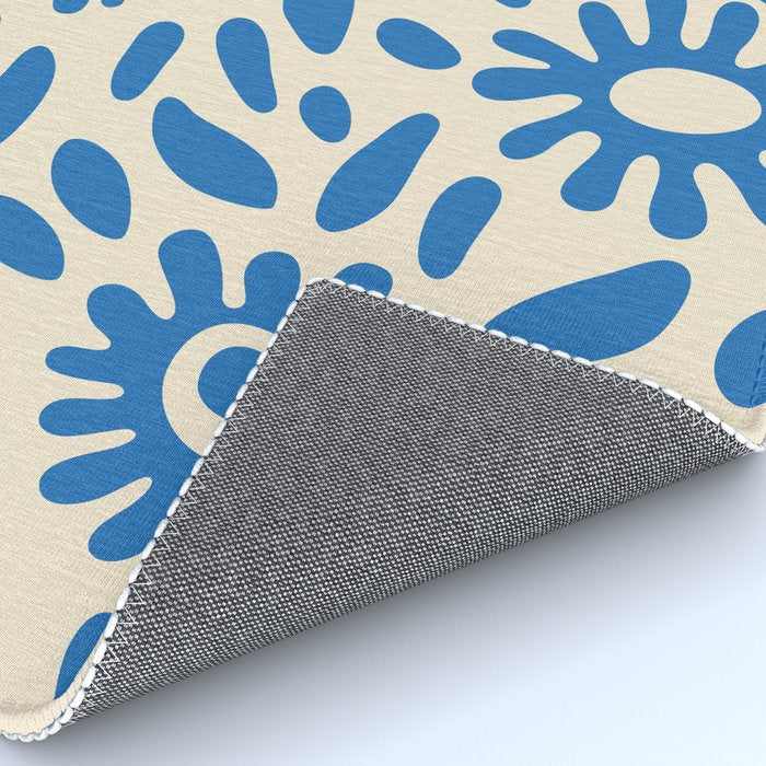 Abstract blue nature flower art pattern Rug Gallery Image 4