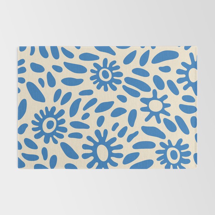 Abstract blue nature flower art pattern Rug Gallery Image 2