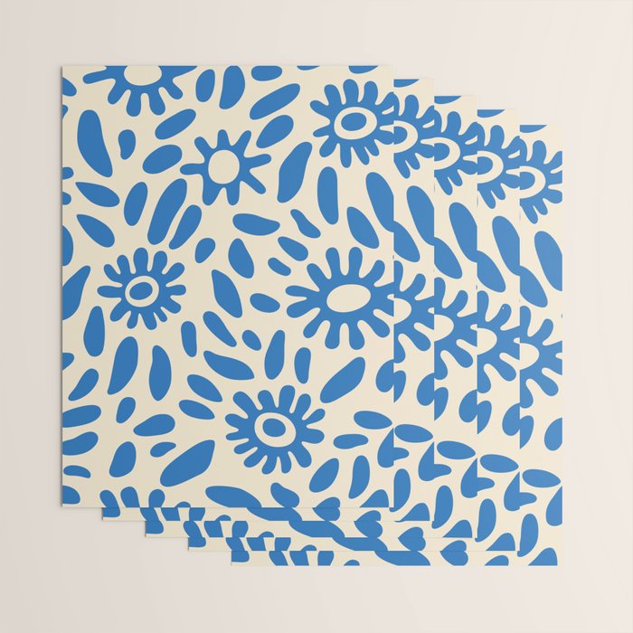 Abstract blue nature flower art pattern Wrapping Paper Gallery Image 3