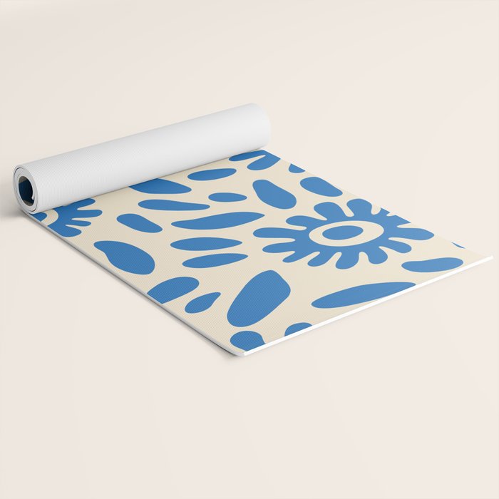Abstract blue nature flower art pattern Yoga Mat Gallery Image 2