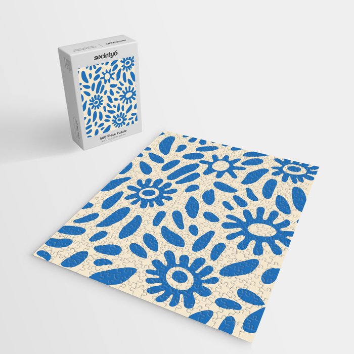 Abstract blue nature flower art pattern Jigsaw Puzzle Gallery Image 2