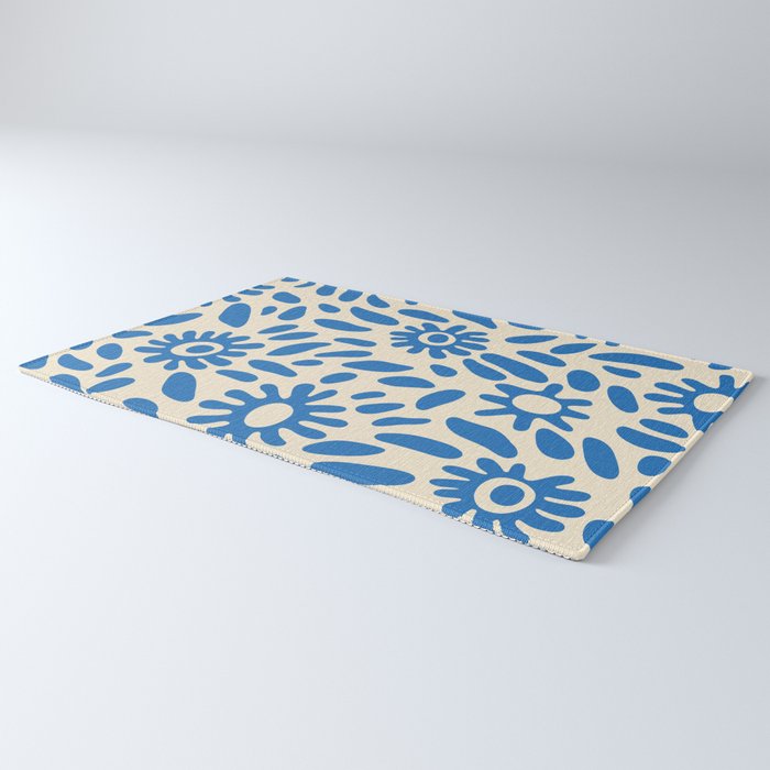 Abstract blue nature flower art pattern Rug Gallery Image 3