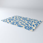 Abstract blue nature flower art pattern Rug Gallery Image 3