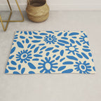 Abstract blue nature flower art pattern Rug Gallery Image 1