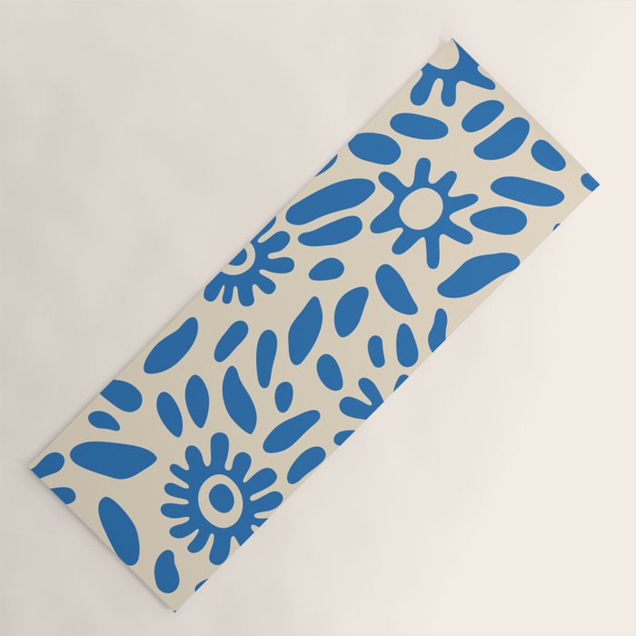 Abstract blue nature flower art pattern Yoga Mat Gallery Image 1