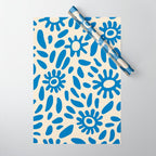 Abstract blue nature flower art pattern Wrapping Paper Gallery Image 1