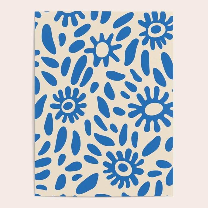 Abstract blue nature flower art pattern Poster Gallery Image 1
