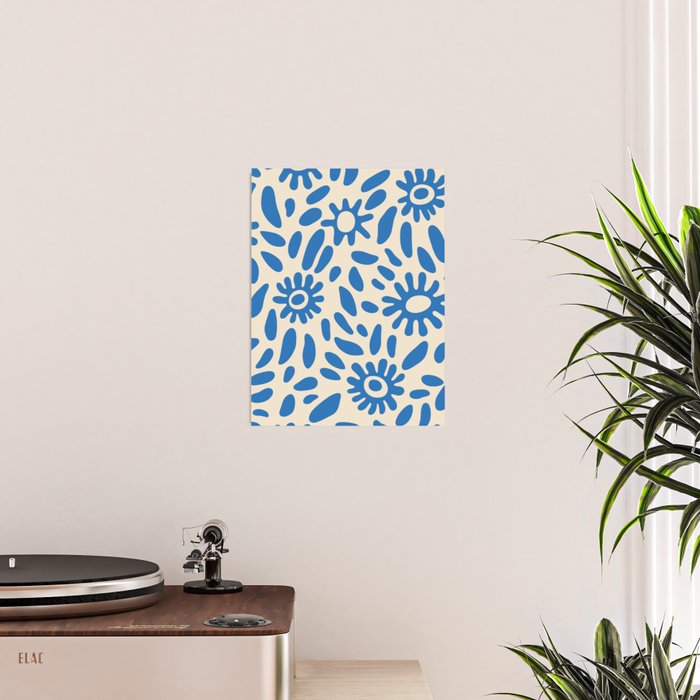Abstract blue nature flower art pattern Poster Gallery Image 2