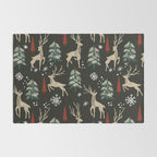 Deer in the snowy night Rug Gallery Image 2