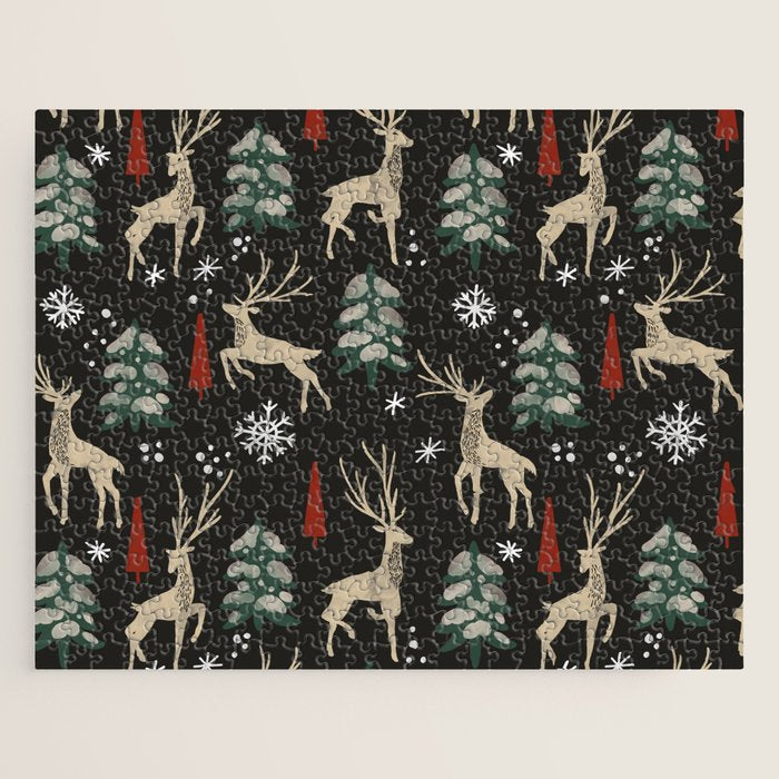 Deer in the snowy night Jigsaw Puzzle Gallery Image 1