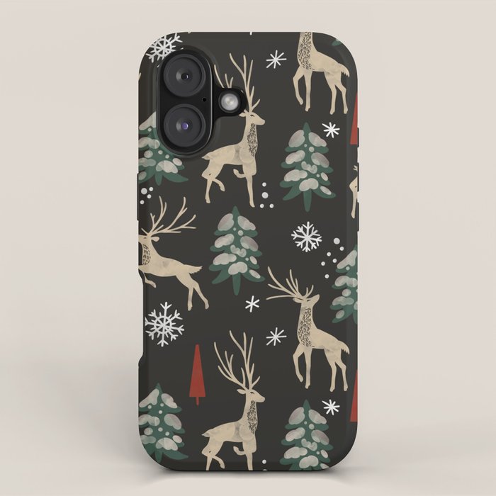 Deer in the snowy night iPhone Case Gallery Image 1