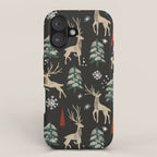 Deer in the snowy night iPhone Case Gallery Image 1