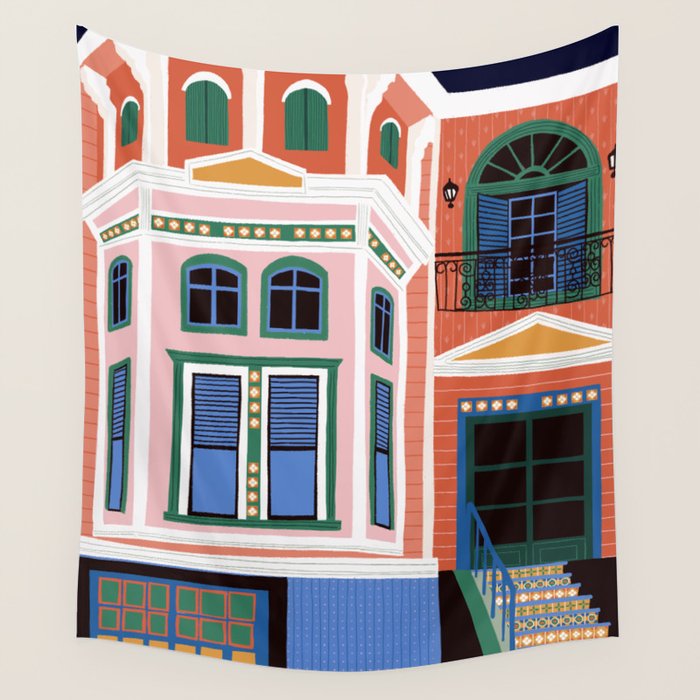 San Francisco victorian house Wall Tapestry Gallery Image 1