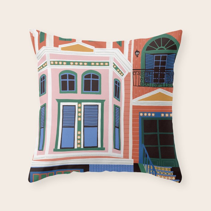 San Francisco victorian house Throw Pillow Gallery Image 6