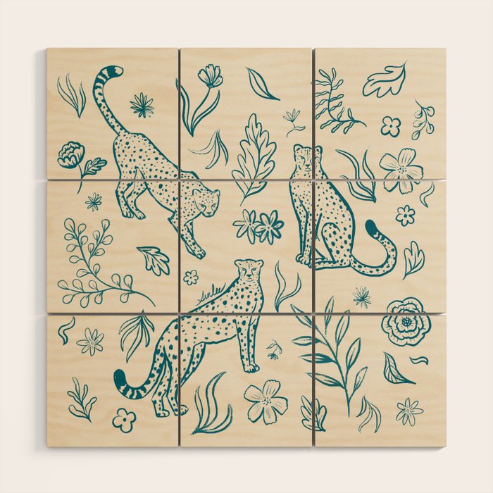 Cheetahs and Plants  Wood Wall Art Gallery Image 1
