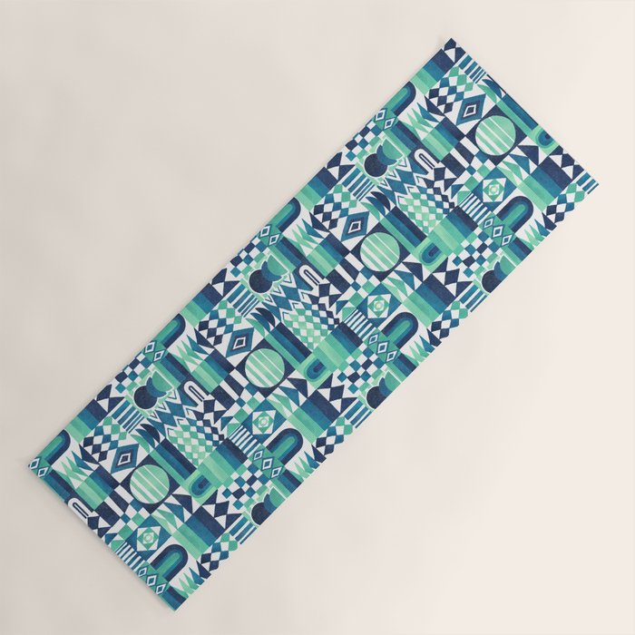 Geometric Tapestry - Aqua Yoga Mat Gallery Image 1
