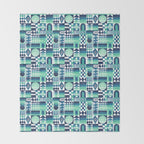 Geometric Tapestry - Aqua Throw Blanket Gallery Image 2