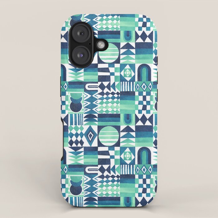 Geometric Tapestry - Aqua iPhone Case Gallery Image 1