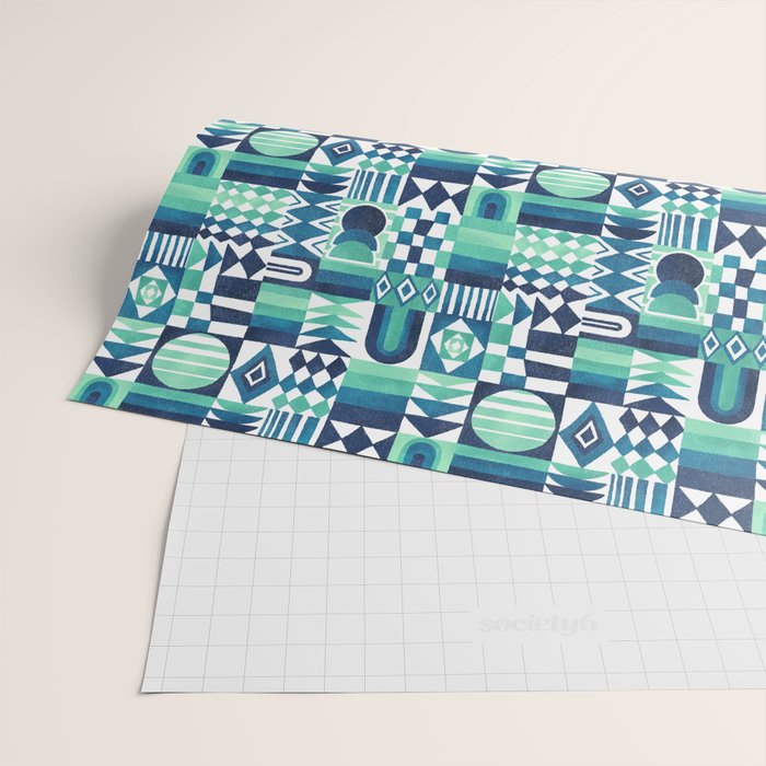 Geometric Tapestry - Aqua Wrapping Paper Gallery Image 2