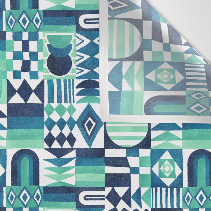 Geometric Tapestry - Aqua Wall Tapestry Gallery Image 3