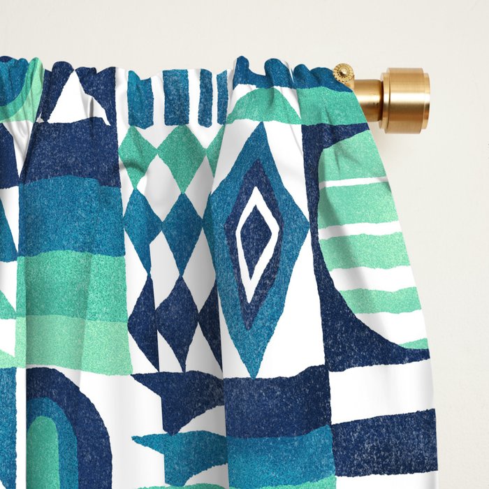 Geometric Tapestry - Aqua Window Curtain Gallery Image 2