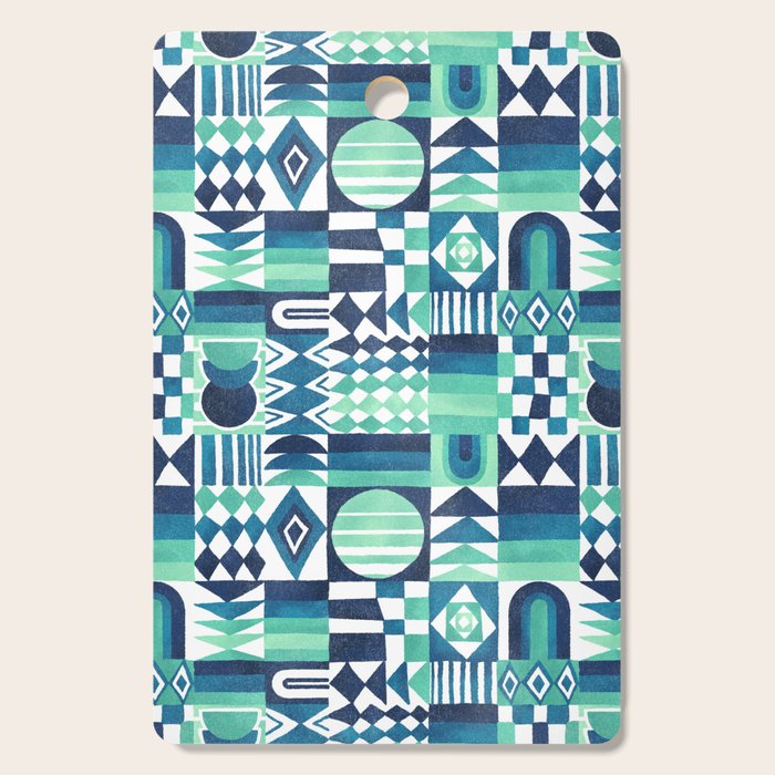 Geometric Tapestry - Aqua Cutting Board Gallery Image 1