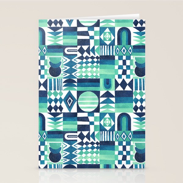 Geometric Tapestry - Aqua Stationery Card Gallery Image 1