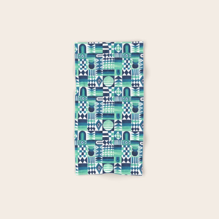 Geometric Tapestry - Aqua Bath Towel Gallery Image 1