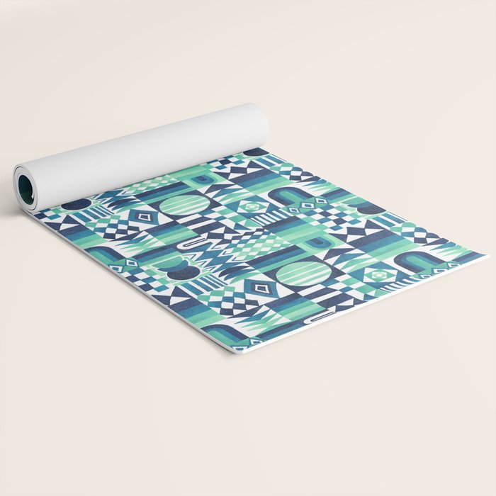 Geometric Tapestry - Aqua Yoga Mat Gallery Image 2