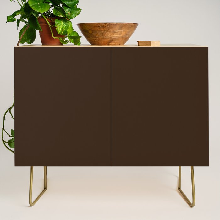 Minimal Monochrome Coal Dark Brown Credenza Gallery Image 1