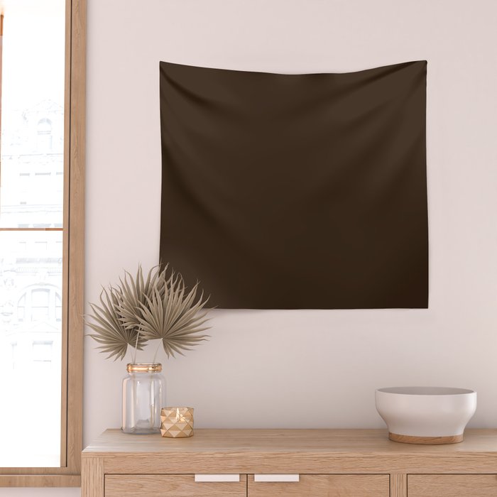 Minimal Monochrome Coal Dark Brown Wall Tapestry Gallery Image 2