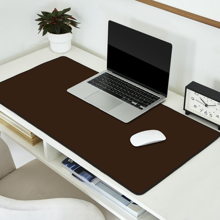 Minimal Monochrome Coal Dark Brown Desk Mat Gallery Image 2