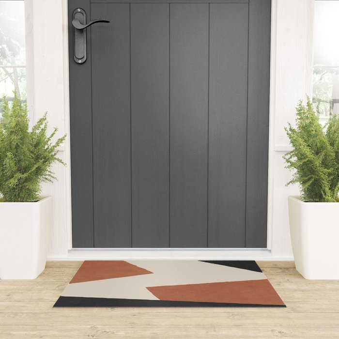 Graphic Edge Shapes - Terracotta Orange Brown Welcome Mat Gallery Image 3