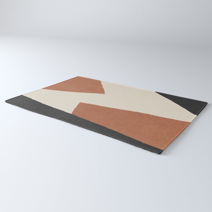 Graphic Edge Shapes - Terracotta Orange Brown Rug Gallery Image 3