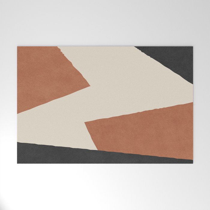 Graphic Edge Shapes - Terracotta Orange Brown Welcome Mat Gallery Image 1