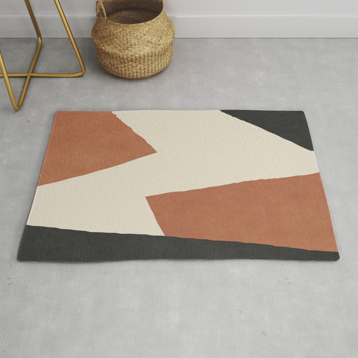 Graphic Edge Shapes - Terracotta Orange Brown Rug Gallery Image 1