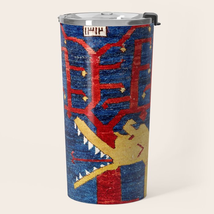 Kazak Southwest Caucasus Antique Rug Print With Snakes Travel Mug Gallery Image 2