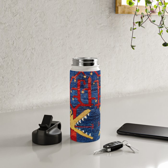 Kazak Southwest Caucasus Antique Rug Print With Snakes Water Bottle Gallery Image 4