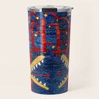 Kazak Southwest Caucasus Antique Rug Print With Snakes Travel Mug Gallery Image 1