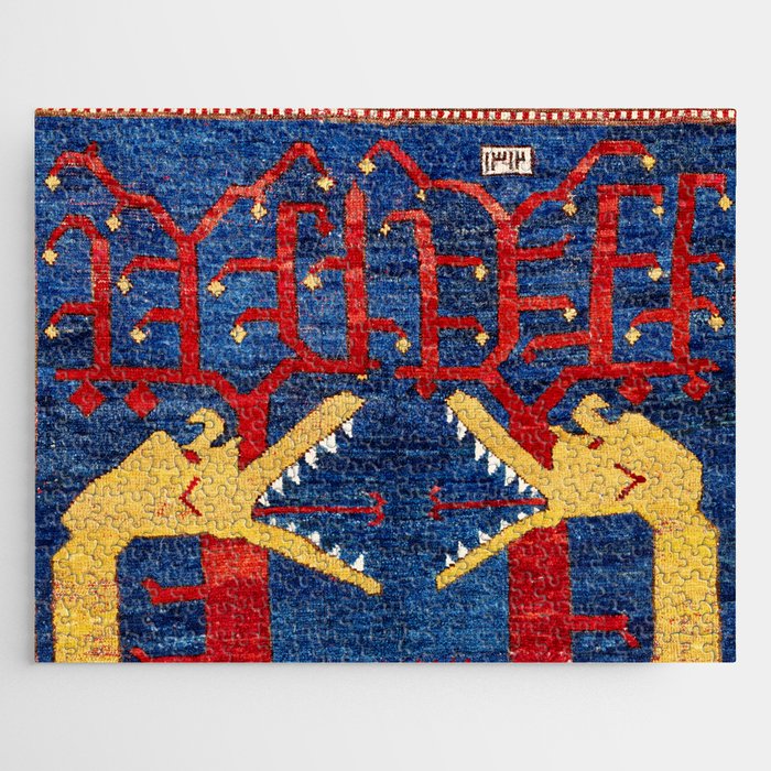 Kazak Southwest Caucasus Antique Rug Print With Snakes Jigsaw Puzzle Gallery Image 1