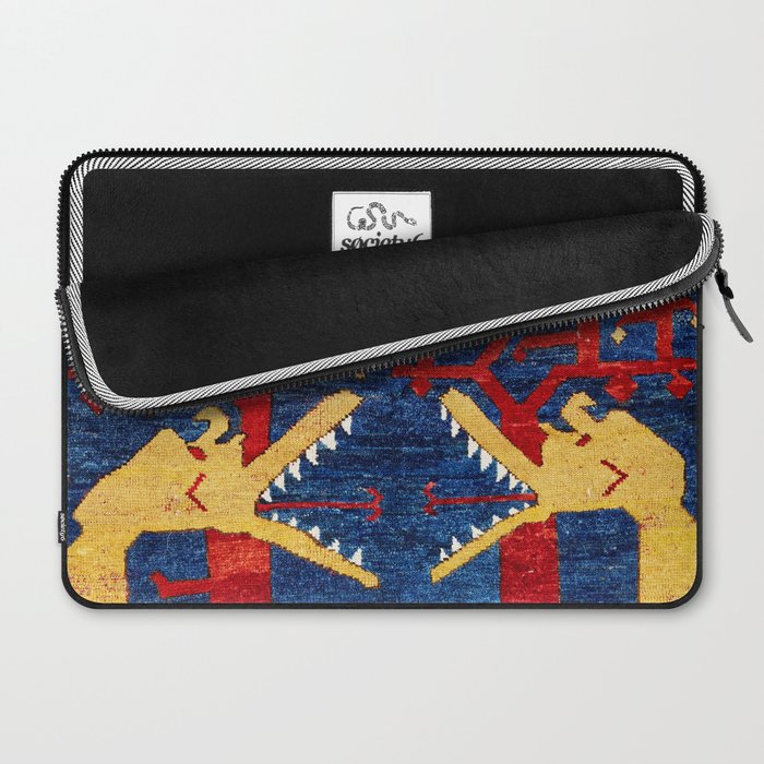 Kazak Southwest Caucasus Antique Rug Print With Snakes Laptop Sleeve Gallery Image 2