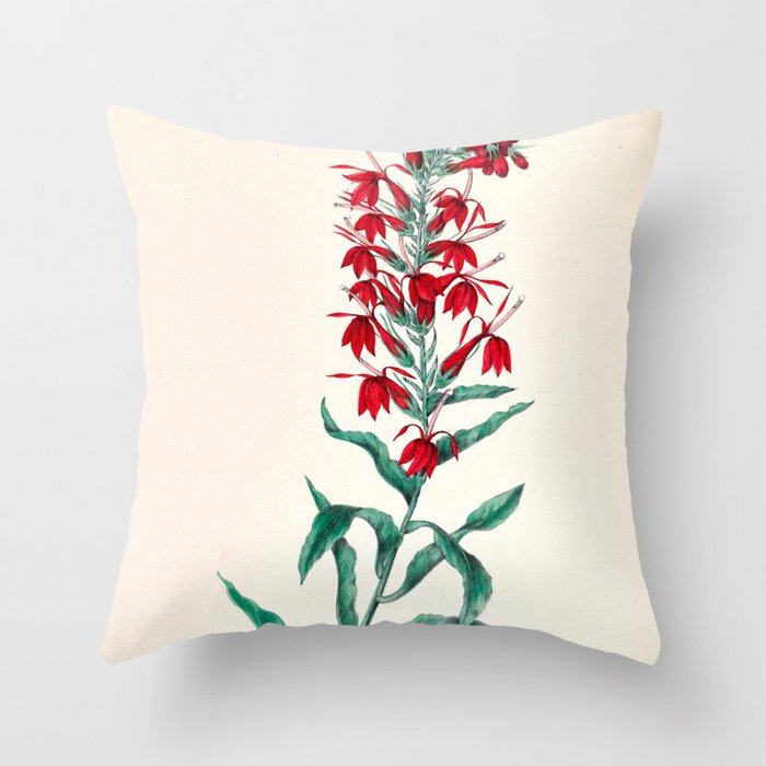 Cardinal flower by Clarissa Munger Badger, 1859 (benefitting The Nature Conservancy) Throw Pillow Gallery Image 6