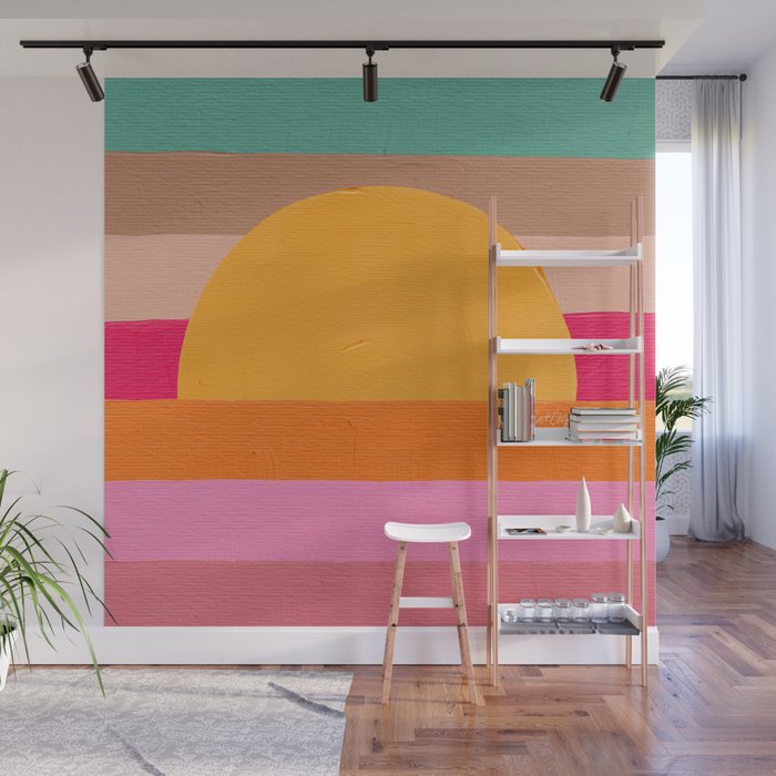 Sunset Waves â Magenta Wall Mural Gallery Image 1