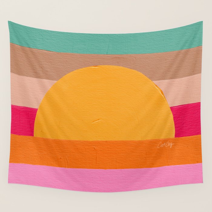 Sunset Waves â Magenta Wall Tapestry Gallery Image 1