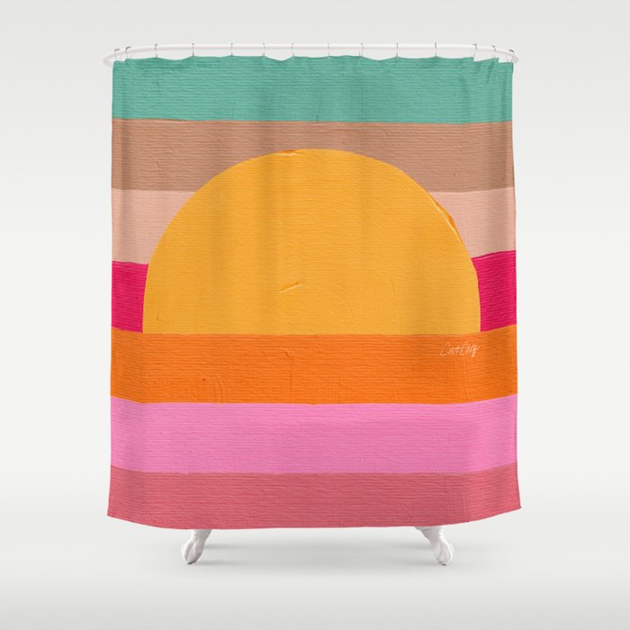 Sunset Waves â Magenta Shower Curtain Gallery Image 1