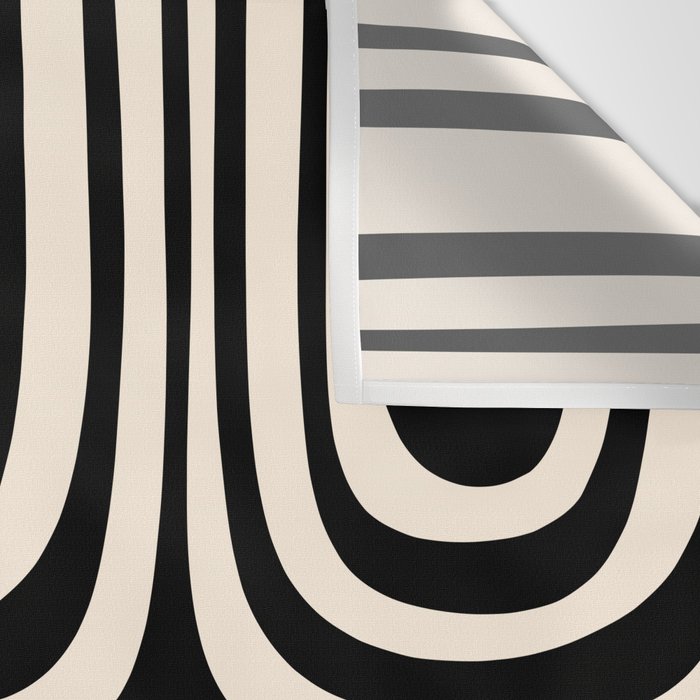Midcentury Modern Confaab Abstract Pattern in Black and Almond Cream  Wall Tapestry Gallery Image 3